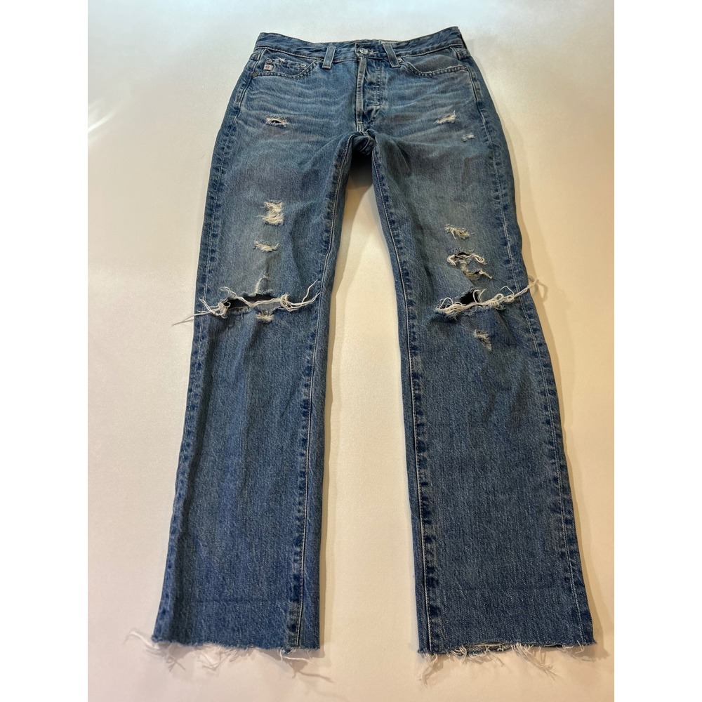 AG Adriano Goldschmied The Sloan Jeans Women's 23R Blue Distressed Straight Leg
